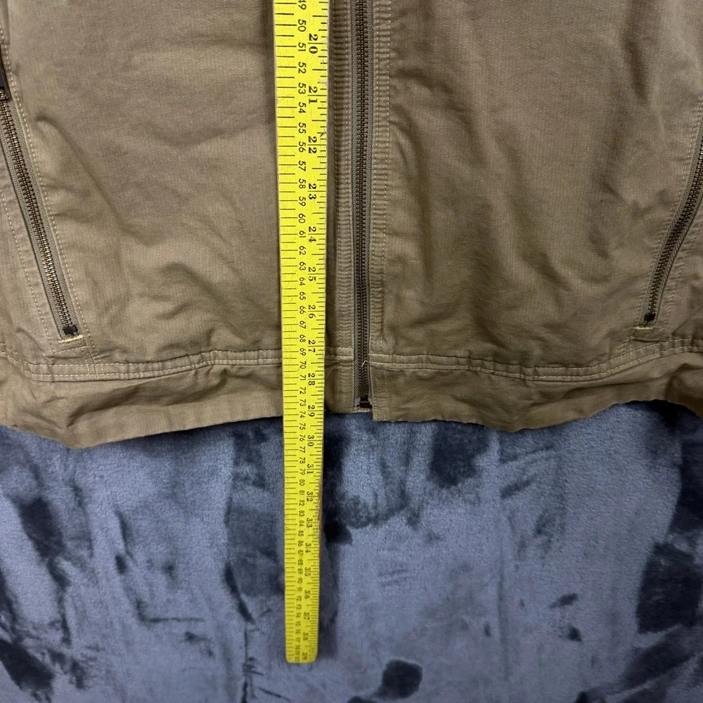 LL Bean Field Jacket Mens L Tall Tan Good Cotton Fleece Lined Zip Up 290554